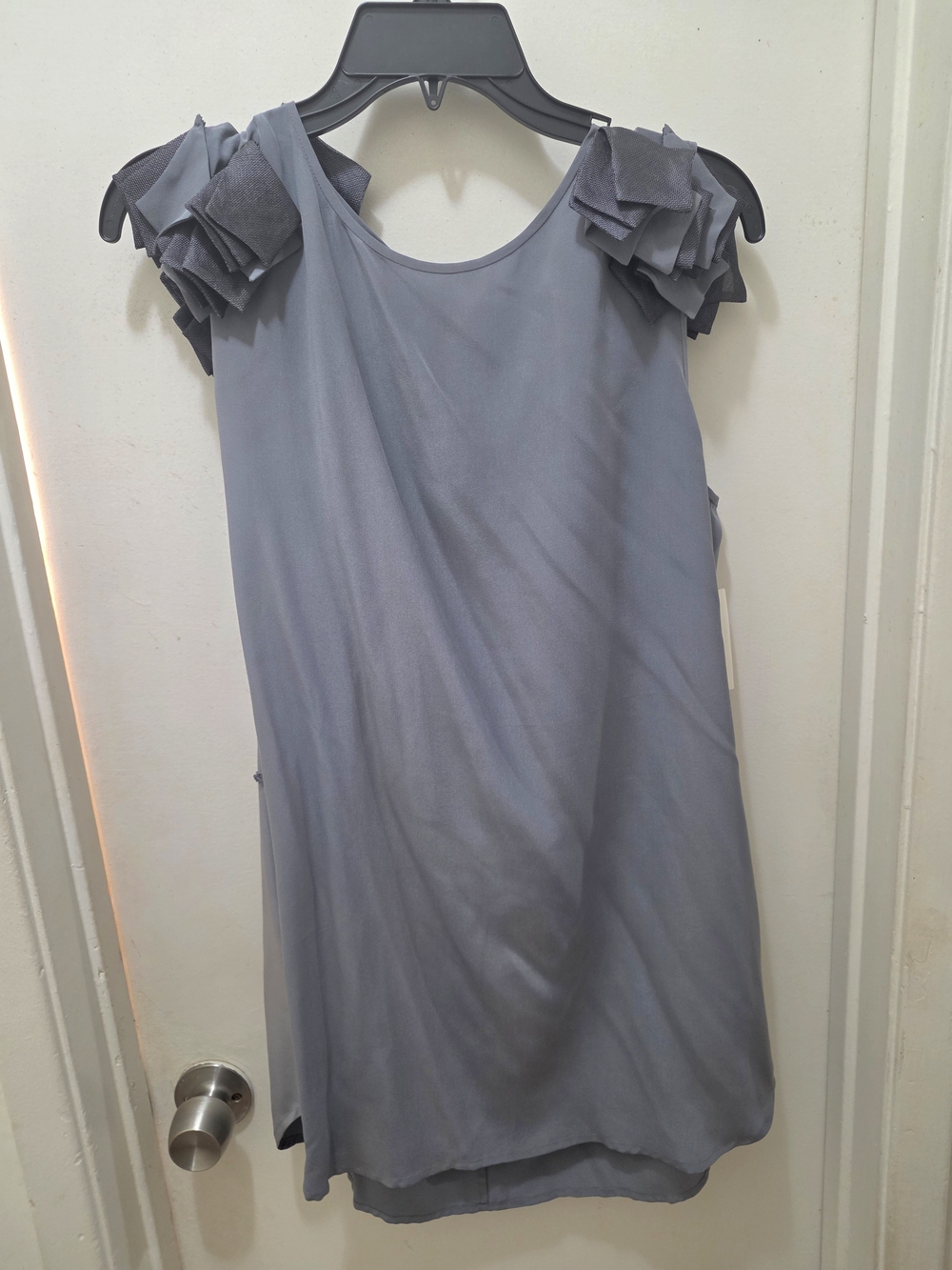 Trina Turk Slate Gray Layered Shoulder Midi Dress